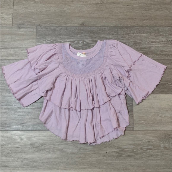 FREE PEOPLE Rose Party Embroidered Lace Blouse Ruffles NWT - Picture 4 of 11